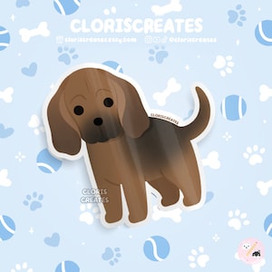 Bloodhound Dog Breed Waterproof Vinyl Sticker | Kawaii Chibi Animal Art Style Laptop Decal | Cute Cartoon Hound Puppy Pet Loss Memorial Gift