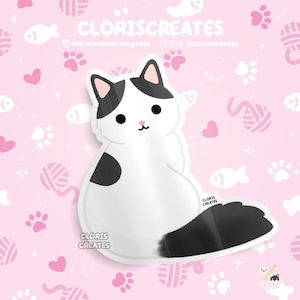 Black Turkish Van Cat Waterproof Vinyl Sticker | Kawaii Chibi Animal Laptop Decal | Cute Cartoon Pet Breed Kitten Loss Memorial Gift