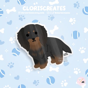 Gordon Setter Die Cut Dog Breed Waterproof Vinyl Sticker | Kawaii Chibi Animal Art Laptop Decal | Cute Cartoon Puppy Pet Loss Memorial Gift
