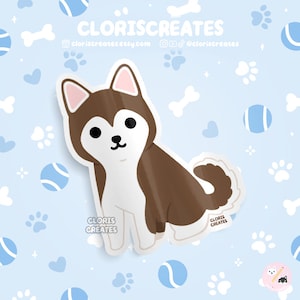 Red Siberian Husky Dog Breed Waterproof Vinyl Sticker | Kawaii Chibi Animal Art Laptop Decal | Cute Cartoon Puppy Pet Loss Memorial Gift