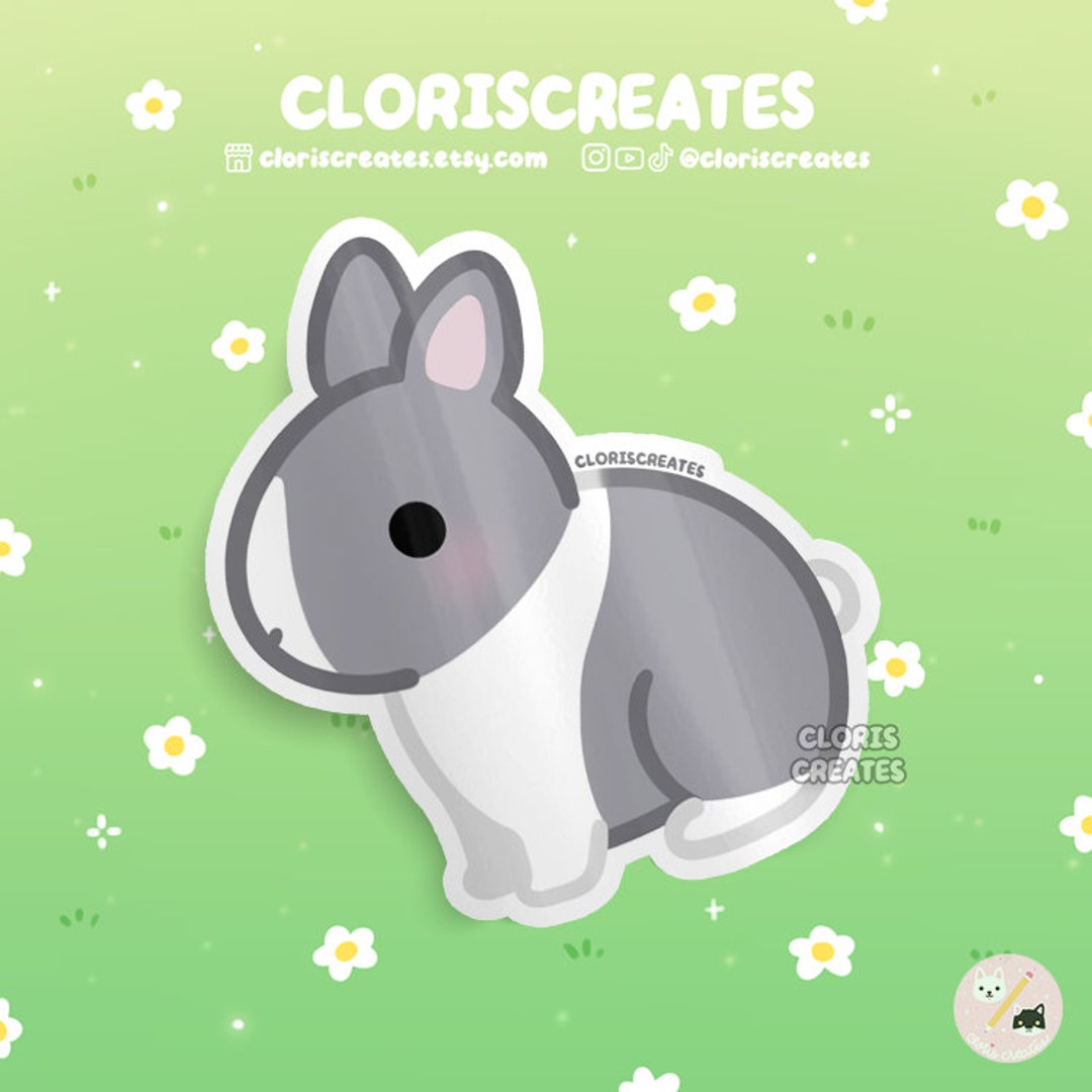 Vienna Grey Rabbit Vienna Mark Gray Netherland Dwarf Rabbit Waterproof Vinyl Sticker ...