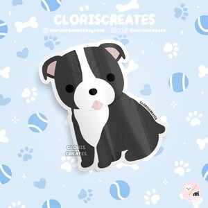 Black & White English Bulldog Dog Breed Waterproof Vinyl Sticker | Kawaii Chibi Animal Art Decal | Cute Cartoon Puppy Pet Loss Memorial Gift
