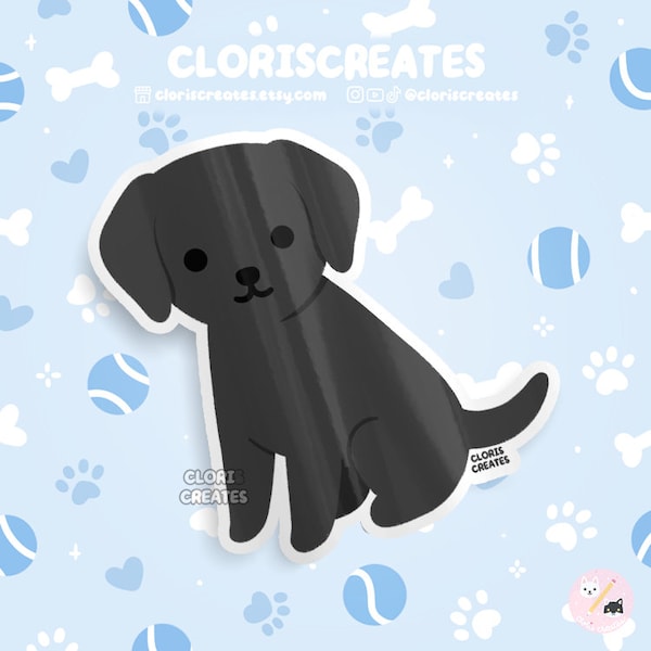 Autocollant en vinyle imperméable noir de race de chien Labrador Retriever | Sticker art animalier Chibi Kawaii | Cadeau commémoratif de perte d'animal de compagnie de chiot de laboratoire de dessin animé mignon