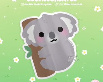 Koala Bear Waterproof Vinyl Sticker | Kawaii Chibi Wild Aussie Animal Art Laptop Decal | Cute Cartoon Zoo Souvenir Australian Wildlife Gift