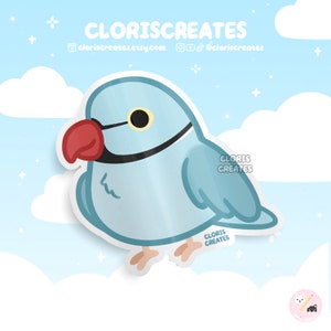 Blue Indian Ringneck Rose-Ringed Parrot Bird Breed Waterproof Vinyl Sticker | Kawaii Chibi Animal Art Decal | Cute Cartoon Pet Loss Gift