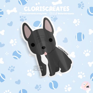 Black French Bulldog Frenchie Dog Breed Waterproof Vinyl Sticker | Kawaii Chibi Animal Lover Art Decal | Cute Cartoon Puppy Pet Loss Gift