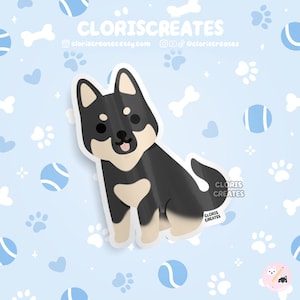 Shepsky German Shepherd Husky Mix Dog Breed Waterproof Vinyl Sticker | Kawaii Chibi Animal Decal | Cute Cartoon Puppy Pet Loss Memorial Gift