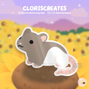 Brown Hooded Fancy Rat Waterproof Vinyl Sticker | Kawaii Chibi Rodent Animal Lover Art Laptop Decal | Cute Cartoon Critter Pet Memorial Gift