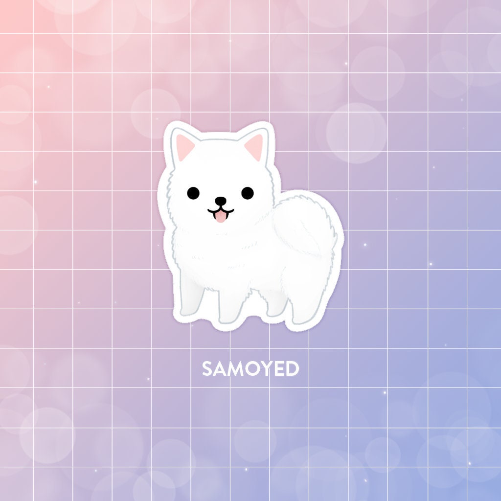 Download Samoyed Land Cloud Cute Dog Sticker Cartoon Kawaii Chibi Art Etsy