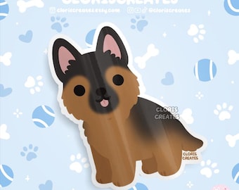 Red German Shepherd Dog Breed Waterproof Vinyl Sticker | Kawaii Chibi Animal Art Laptop Decal | Cute Cartoon Puppy Pet Loss Memorial Gift