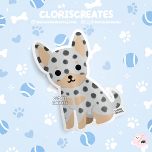 Blue Merle Chihuahua Dog Waterproof Vinyl Sticker | Kawaii Chibi Animal Art Laptop Decal | Cute Cartoon Rescue Puppy Pet Loss Memorial Gift