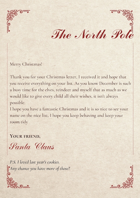 Letter from santa north pole deals