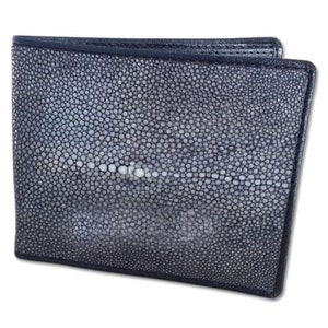 Nieuwe Premium Heren Portemonnee Stingray Skin BLACK POLISH Lederen Portemonnee Tweevoudig Echt