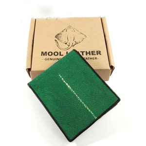 Edición especial VERDE NEGRO Stingray cuero hombres Cartera Bifold hecho a mano genuino regalo especial