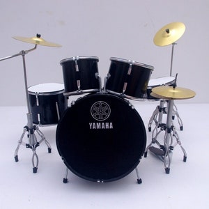 Miniature Drum Set Kit Rock Drummer Black Full For Display and Gift