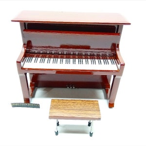 Ekskluzywna klasyczna brązowa miniaturowa figurka fortepianu, instrument muzyczny, sygnowany prezent specjalny