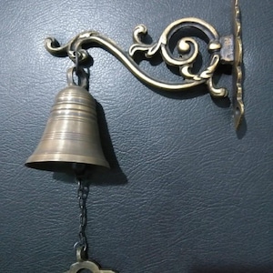 Vintage Style Cast Brass Farm Dinner Bell Available Brown Color Door Bell Brass Doorbell Accessories Handmade