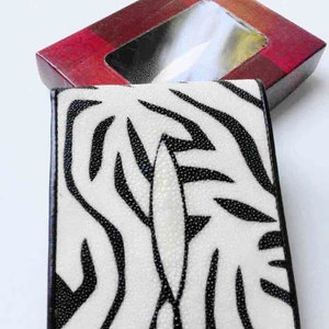 Heren Portemonnee Zebra motief Stingray Skin Lederen Bifold echte handgemaakte nieuwe