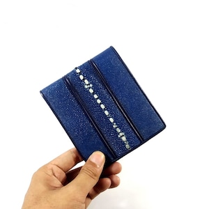 Stingray thorn NAVY Wallet Men Leather Genuine Exotic Wallet Bifold Original Handmade Special Gift
