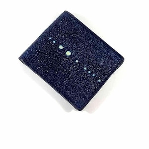 Oggetto raro Portafoglio uomo Stingray Tiger Leather Limited Navy Blue Bifold Regalo di Capodanno di Capodanno