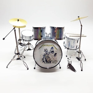 Miniature Drum Set Silver Rock Musical Instrument Display Gift