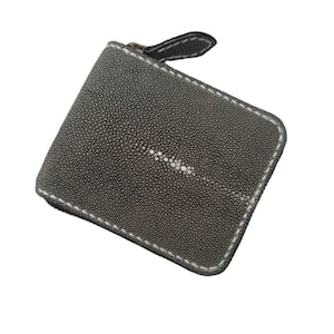 Stingray couro masculino feminino bolsa de moedas artesanal genuíno preto artesanal presente