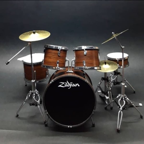 Miniature Drum Kit Exclusive Brown Musical Instrument Display Special Gift