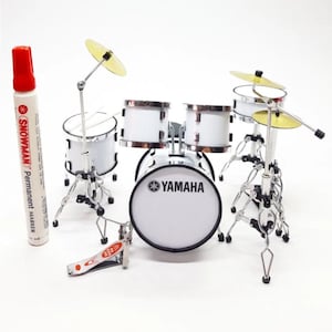 Miniature Drum Set Star White 1:12 Instrument Musical Display Gifts