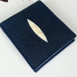 Herenportemonnee Marineblauw Diamant Stingray Leer Echt handgemaakt Kerstmis Nieuwjaarscadeau