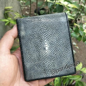 Stingray Men Wallet Real Leather Grey Polish Full Thorn Genuine Bifold Original Handmade Gifts Christmas New Year