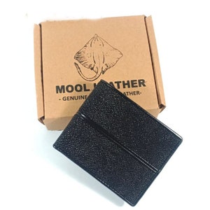 Mannen Portemonnee ZWARTE Stingray Skin Leather Bifold Echte Speciale Cadeau handgemaakt