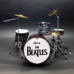 Miniature Drum Kit Grey Rock Set 1:12 Instrument Musical Display Gift