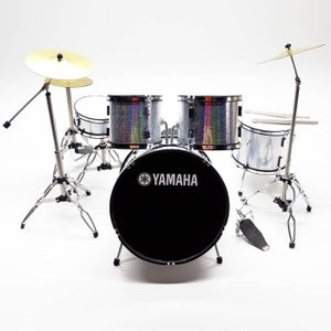 Miniature Drum Kit Silver Rock Band Musical Instruments Display Special Gift 1/6