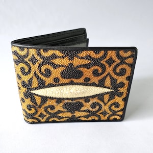 Nieuwe echte Stingray lederen portemonnee met Dayak Batik motief handgemaakte cadeau nieuwjaar kerst
