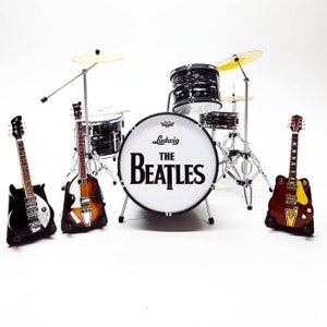 Miniature Drum kit Rock Star with 3 guitars set Instrument Music Display Gift