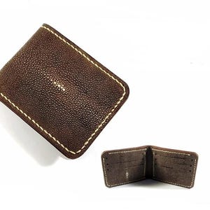 Cartera para hombre de piel auténtica de raya marrón de primera calidad, hecha a mano, regalo