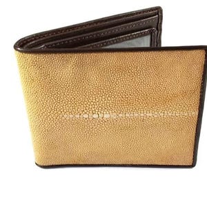 Herren Geldbörse Stingray Choco Cream aus echtem Leder Bifold handgefertigtes Geschenk