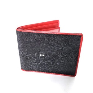 Herren Geldbörse Stingray Schwarz Rot Echtleder Bifold Handgemachtes Geschenk