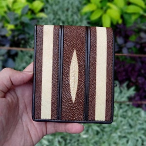 Stingray Wallet Brown Genuine Leather Handmade Bifold Exotic Gift Exclusive