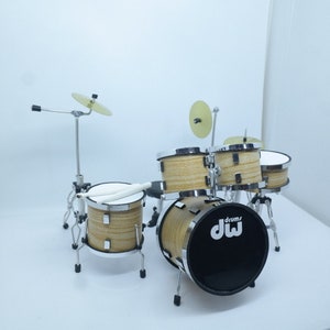 Miniature Drum Set Natural Wood Instrument Musical Display Gift 1:12
