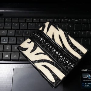 Mannen Portemonnee Stingray Skin Wallet ZWART Combineren Zebra Lederen Bifold Genuine HAndmade Special Gift