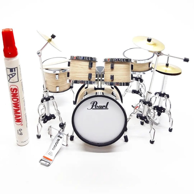 Miniature Drum Set Replica Natural Wood Instrument Musical Etsy