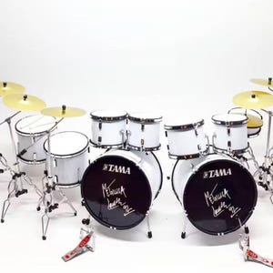 Miniature Drum Kit Double Bass White Rock Band For Display and Gift Musical Instrument 1/6