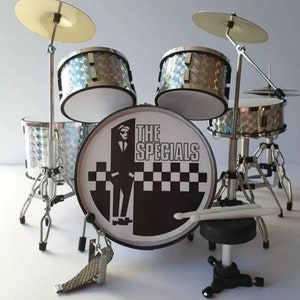 Miniature Drum Kit Replica Silver Special Instrument Musical Display Gift 1:12