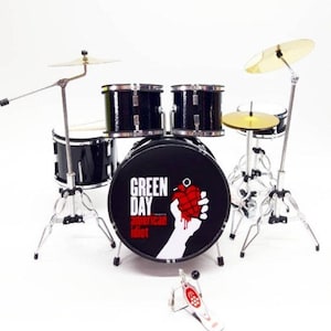 Miniature Drum Set Kit Black Full Rock Mini 1/6 Musical Instrument For Display and Gift