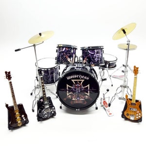 Miniature Drum Set Rock Band 3 Guitars Bass Musical instrument Handmade Display Gift