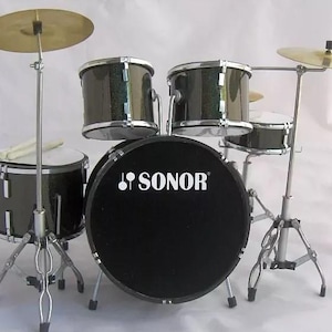 Miniature Drum Kit Full Black Exclusive Musical Instrument Display Special Gift 1/6