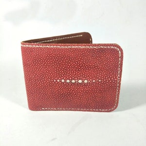 Grey Wallet Heren Authentieke RODE Stingray Skin Leather Bifold Gift Handgemaakte Gift New Year Kerstmis