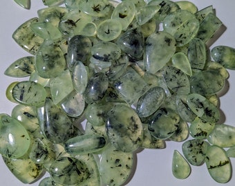 Natural Prehnite Cabochon Loose Gemstone Lot | Wholesale Green Prehnite Stone | Hand Cut Healing Crystal Cabochons | Jewelry Making Supply