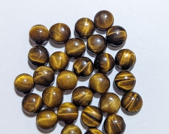 Natural Tiger Eye Round Cabochons Flat Back Gemstones 8mm-20mm Loose Stone for Jewelry Making Wire Wrap DIY Craft Supplies